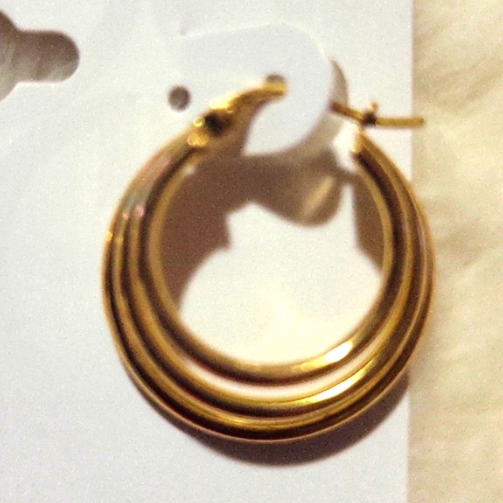 Giani Bernini Gold Triple Hoop Earrings - Picture 2 of 4